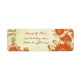 ラッシェットオレンジヴィンテージフラワー差出人住所 ラベル