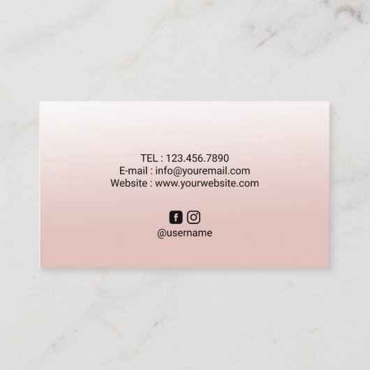 ラッシズブローズマイクロブレーディング美しいサロン赤面ピンク  名刺 (裏面)