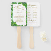 ラッシモダンパーム葉トロピカル結婚式 プログラム ハンドファン (正面&裏面)