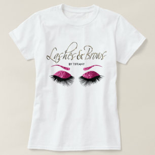 ラッシュと眉-ピンク Tシャツ