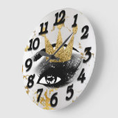 ラッシュのジャックプリンセスシルバーグレー金ゴールド大理石 ラージ壁時計 (傾斜)