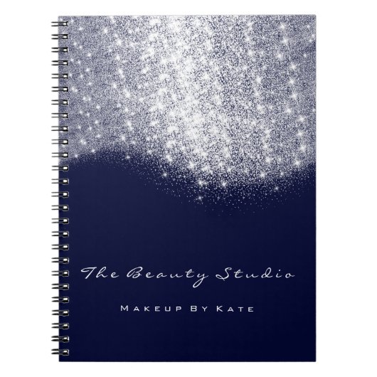ラッシュアイズメイクアップアーティストグレーブルーネイビーグリッター ノートブック (正面)
