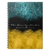 ラッシュアイズメイクアップヘアアーティストティール（緑がかった色）金ゴールドグリッター ノートブック (正面)