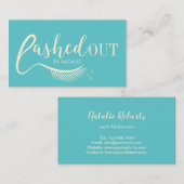 ラッシュアウトまつげ化粧アーティストティール（緑がかった色）&金ゴールド 名刺 (正面/裏面)