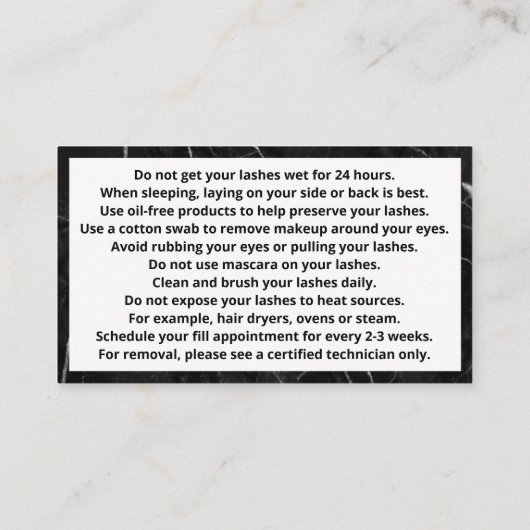 ラッシュアフターケアの手順 名刺 (裏面)