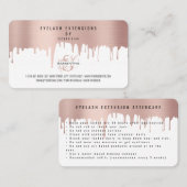 ラッシュアフターケアの指示バラピンク金ゴールドドリップ 名刺 (正面/裏面)