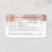 ラッシュアフターケアの指示バラピンク金ゴールドドリップ 名刺 (裏面)