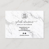 ラッシュアフターケアイラストシックな白大理石 名刺 (裏面)