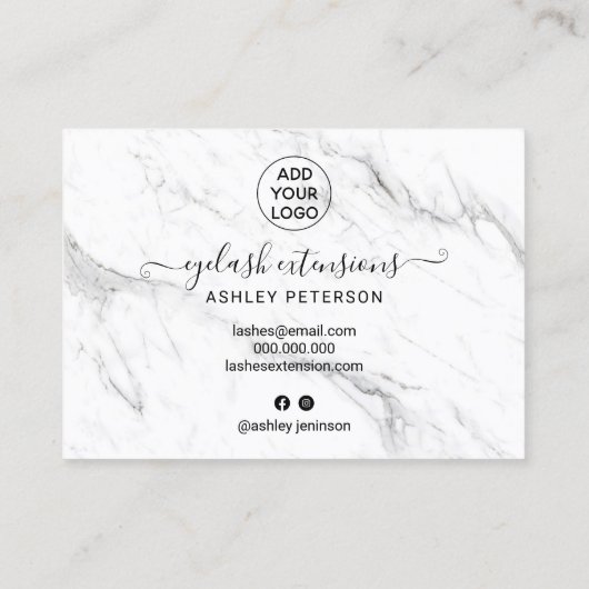 ラッシュアフターケアイラストシックな白大理石 名刺 (裏面)