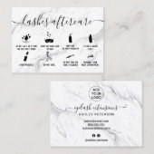 ラッシュアフターケアイラストシックな白大理石 名刺 (正面/裏面)