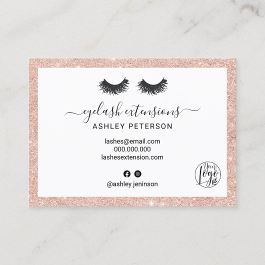 ラッシュアフターケアイラストバラ金ゴールドグリッター 名刺 (裏面)