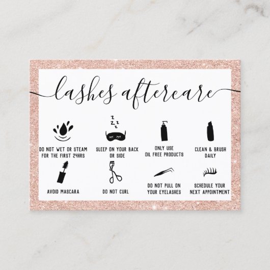 ラッシュアフターケアイラストバラ金ゴールドグリッター 名刺 (正面)