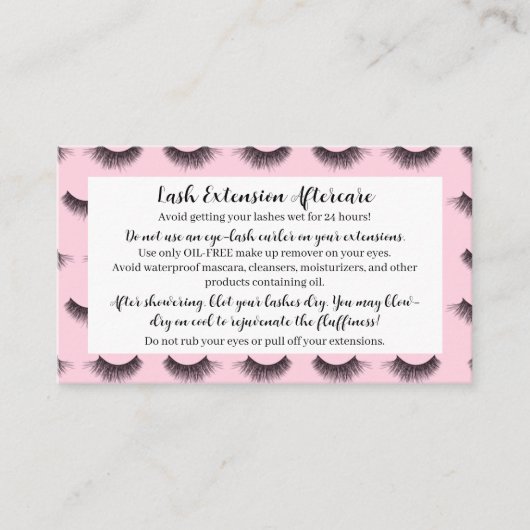 ラッシュアフターケアカード | 完全にカスタマイズ可能 名刺 (正面)