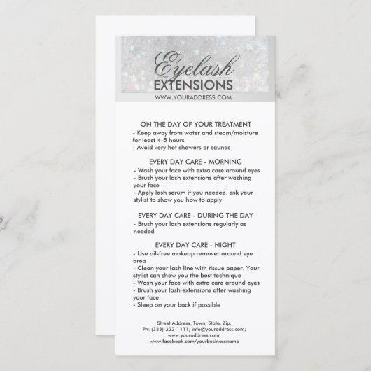 ラッシュアフターケアホワイトグリッタースノースター サンキューカード (正面/裏面)