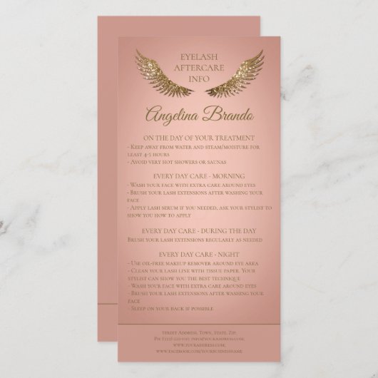 ラッシュアフターケア情報ゴールデングリッターウイングピンク サンキューカード (正面/裏面)