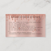 ラッシュアフターケア指示バラピンク金ゴールドグリッター 名刺 (裏面)