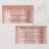 ラッシュアフターケア指示バラピンク金ゴールドグリッター 名刺 (正面/裏面)