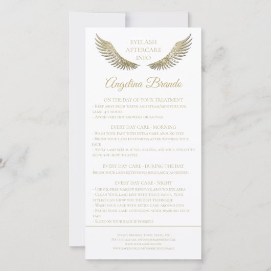 ラッシュアフターケア指示金ゴールドグリッター翼 サンキューカード (正面)