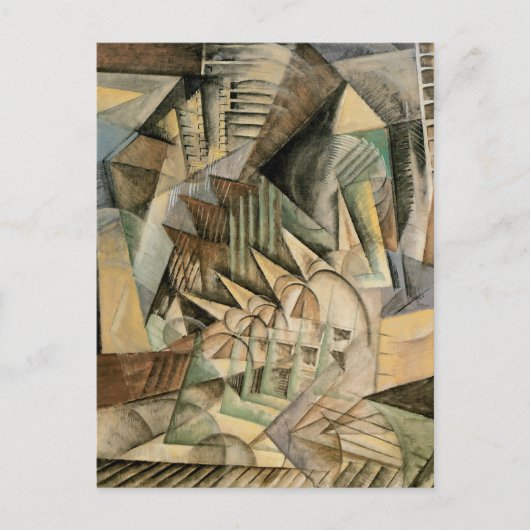 ラッシュアワー、ニューヨーク、バイマックスウェーバー、ヴィンテージキュービズム ポストカード (正面)