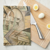 ラッシュアワー、ニューヨークbyマックス・ウェーバー、ヴィンテージ・キュービズム キッチンタオル (四つ折り)