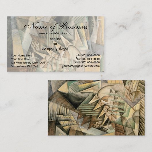 ラッシュアワー、ニューヨークbyマックス・ウェーバー、ヴィンテージ・キュービズム 名刺 (正面/裏面)