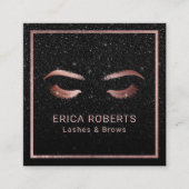 ラッシュアンドブロウズメイクアップアーティストブラックグリッターサロン スクエア名刺 (正面)