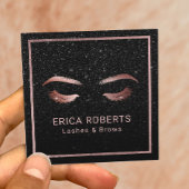 ラッシュアンドブロウズメイクアップアーティストブラックグリッターサロン スクエア名刺