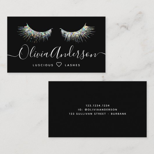 ラッシュアーティストブラックホログラフィックグリッター 名刺 (正面/裏面)