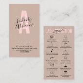 ラッシュエクステンションのための茶色のピンクのアフターケア 名刺 (正面/裏面)