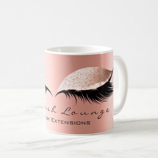 ラッシュエクステンションアイメイクアップスタジオグリッターサンゴ コーヒーマグカップ (正面右)