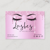 ラッシュエクステンションアフターケアピンク滴下グリッター 名刺 (正面)