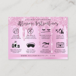 ラッシュエクステンションアフターケアピンク滴下グリッター 名刺