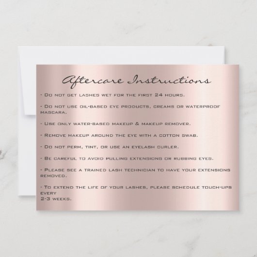 ラッシュエクステンションアフターケア命令スパークキス 招待状 (裏面)