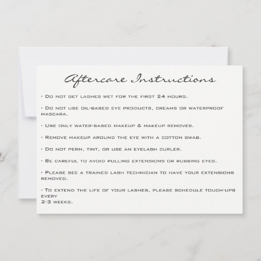 ラッシュエクステンションアフターケア命令スパークグリッター 招待状 (裏面)