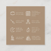 ラッシュエクステンションアフターケア社会媒体ニュートラルベージュ スクエア名刺 (裏面)