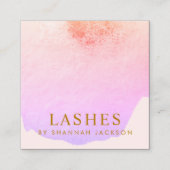 ラッシュエクステンショントレンディーピンクウォーターカラー抽象芸術 スクエア名刺 (正面)