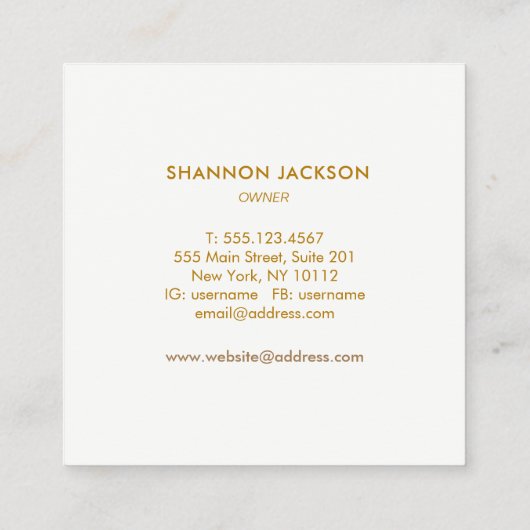 ラッシュエクステンショントレンディーピンクウォーターカラー抽象芸術 スクエア名刺 (裏面)