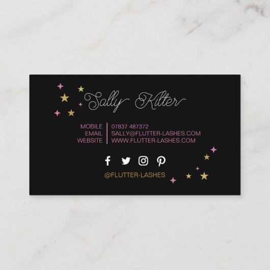 ラッシュエクステンションラッシュボーティシャン美しいメイクアップ 名刺 (裏面)