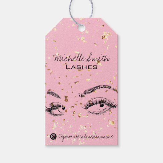 ラッシュエクステンションラッシュ金ゴールドグリッターアフターケアキット ギフトタグ (正面)