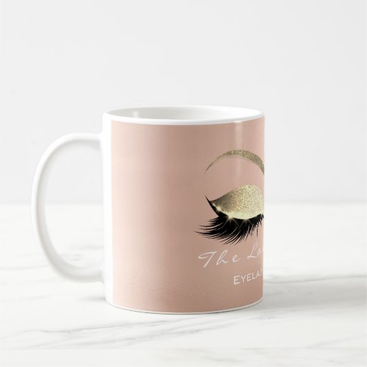 ラッシュエクステンション美しいスタジオバラ金ゴールドグリッター コーヒーマグカップ (左)