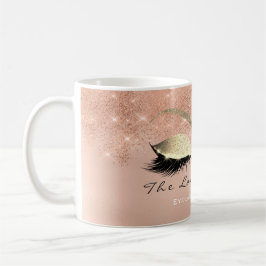 ラッシュエクステンション美しいスタジオピンク金ゴールドグリッター コーヒーマグカップ