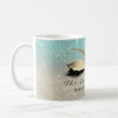ラッシュエクステンション美しいスタジオブルー金ゴールドグリッター コーヒーマグカップ (左)
