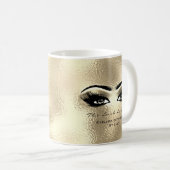 ラッシュエクステンション美しいスタジオ金ゴールドアイズグリッター コーヒーマグカップ (正面右)