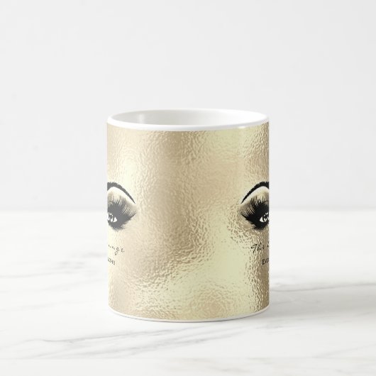 ラッシュエクステンション美しいスタジオ金ゴールドアイズグリッター コーヒーマグカップ (中央)