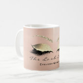 ラッシュエクステンション美しいブラウンズピンク金ゴールドグリッター コーヒーマグカップ (正面左)