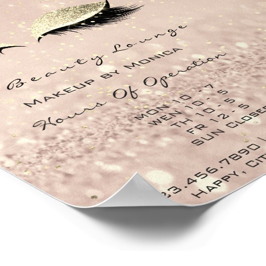 ラッシュエクステンズメイクアップアーティストグリッター美しいサロン ポスター (角)