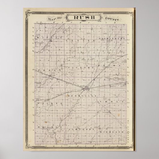 ラッシュカウンティの地図 ポスター (正面)