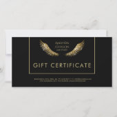 ラッシュギフト証明書ホワイト金ゴールドウィングブラック サンキューカード (正面)