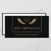 ラッシュギフト証明書ホワイト金ゴールドウィングブラック サンキューカード (正面/裏面)