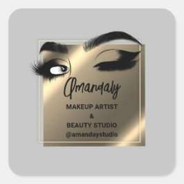 ラッシュクリーナメイクアップ美しいショップグレ感謝していー金ゴールド スクエアシール